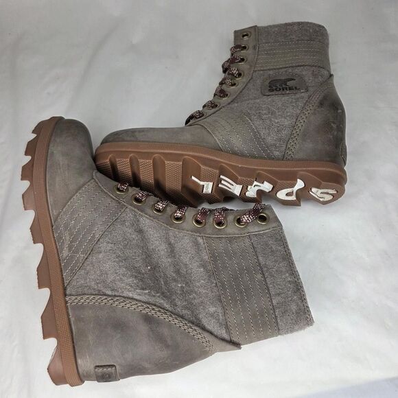 Sorel Women's Lexie Wedge Khaki Ii Ankle Boots Nl3778-297 Size 8 - Picture 4 of 8